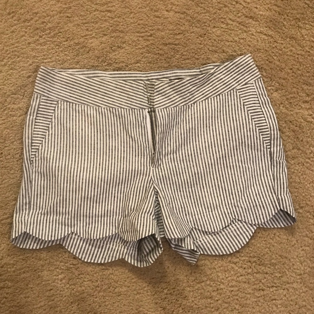 Navy and white striped shorts